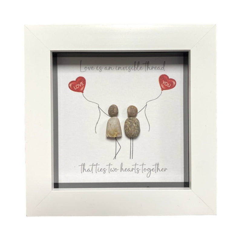 Mini Pebble Art Love is an Invisible Thread - White - PICTURES, PAINTINGS - Beattys of Loughrea