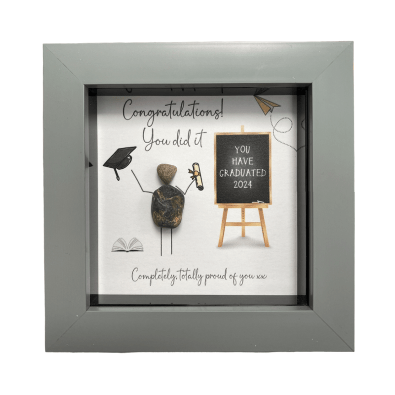 Mini Pebble Art Congratulations! You did it... Graduated - Grey - PICTURES, PAINTINGS - Beattys of Loughrea