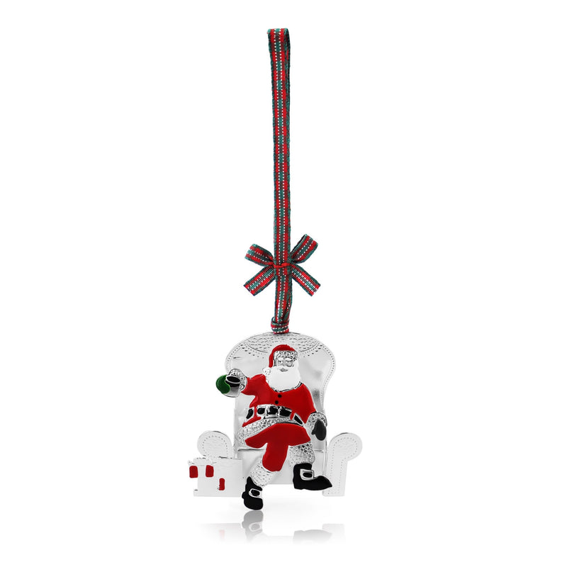 TIPPERARY CRYSTAL Santa's Chair Hanging Christmas Decoration - XMAS CERAMIC WOOD RESIN GLASS ORNAMENTS - Beattys of Loughrea