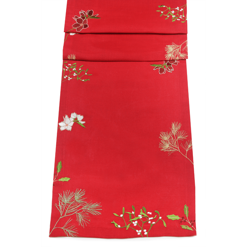 Peggy Wilkins Botanical Berries Red Table Runner 190cm - TABLECLOTHS/RUNNERS - Beattys of Loughrea