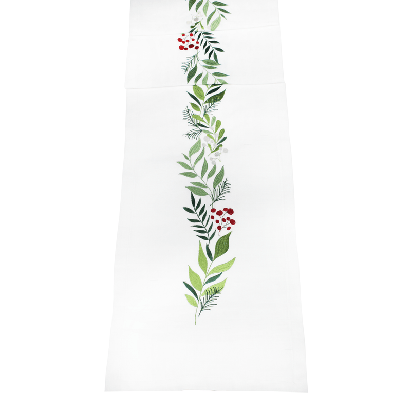 Peggy Wilkins Graceful White Christmas Table Runner 190cm - TABLECLOTHS/RUNNERS - Beattys of Loughrea