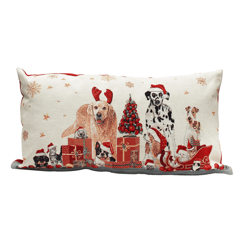 Peggy Wilkins Pets Christmas Tapestry Cushion 40x70cm - CUSHIONS/COVERS - Beattys of Loughrea