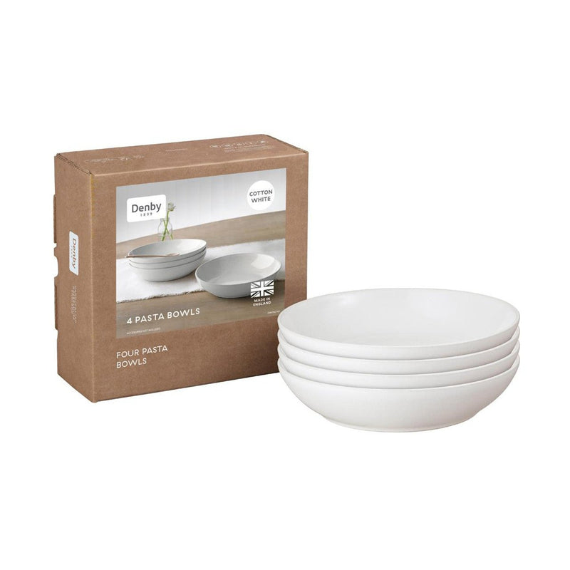 Denby Cotton White Set Of 4 Pasta Bowls - TABLEWARE SETS - GENERAL - Beattys of Loughrea