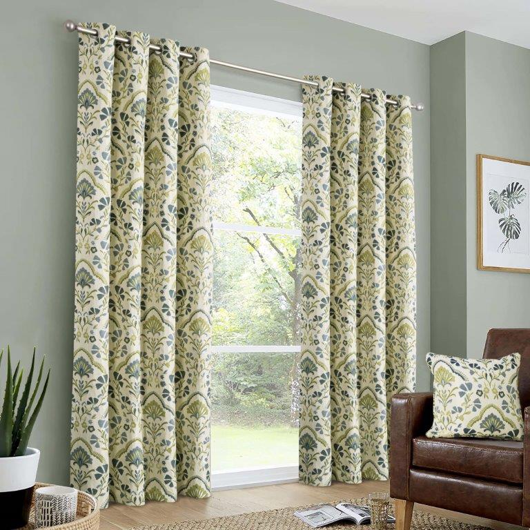 Lille 90" x 72” Lined Eyelet Curtains Blue - CURTAINS - READY MADE - Beattys of Loughrea