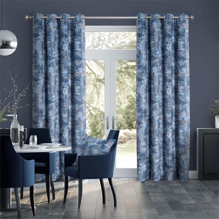 Bavaria 90" x 90” Lined Eyelet Curtains Slate - CURTAINS - READY MADE - Beattys of Loughrea