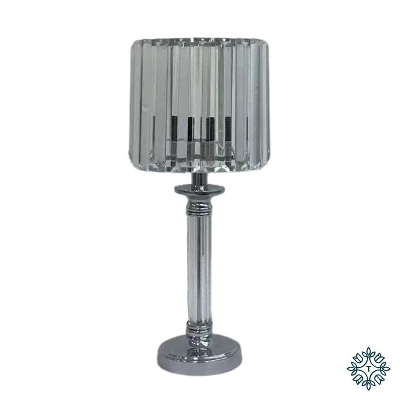 Imogen Glass Lamp Silver 40cm - TABLE/BEDSIDE LAMPS - Beattys of Loughrea