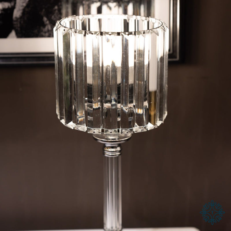 Imogen Glass Lamp Silver 40cm - TABLE/BEDSIDE LAMPS - Beattys of Loughrea