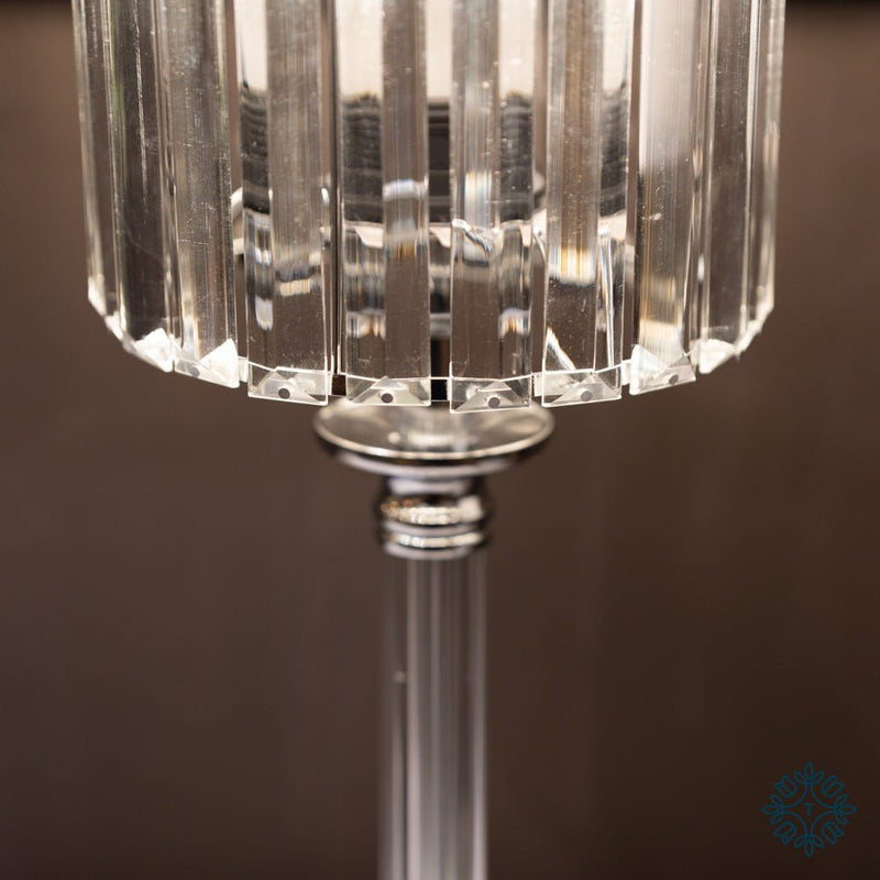 Imogen Glass Lamp Silver 40cm - TABLE/BEDSIDE LAMPS - Beattys of Loughrea