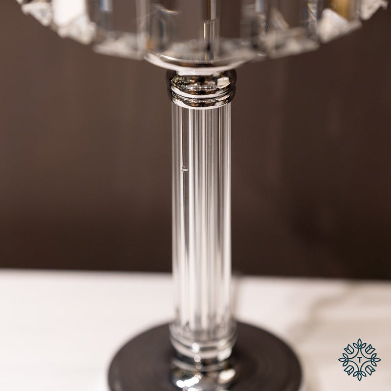 Imogen Glass Lamp Silver 40cm - TABLE/BEDSIDE LAMPS - Beattys of Loughrea