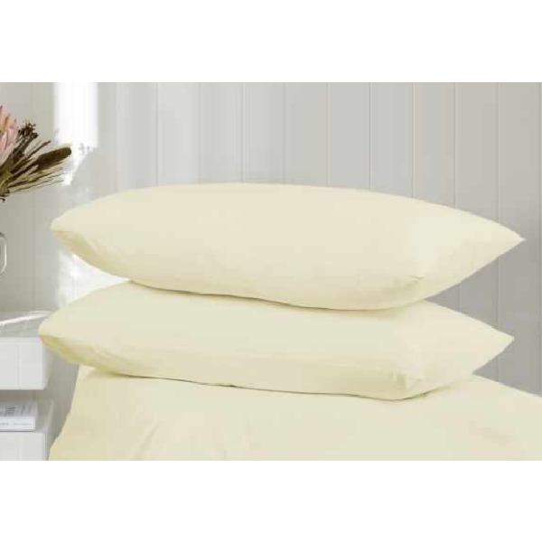 Atlantic Linen 100% Cotton 200 TC Pair Pillowcases - Ivory