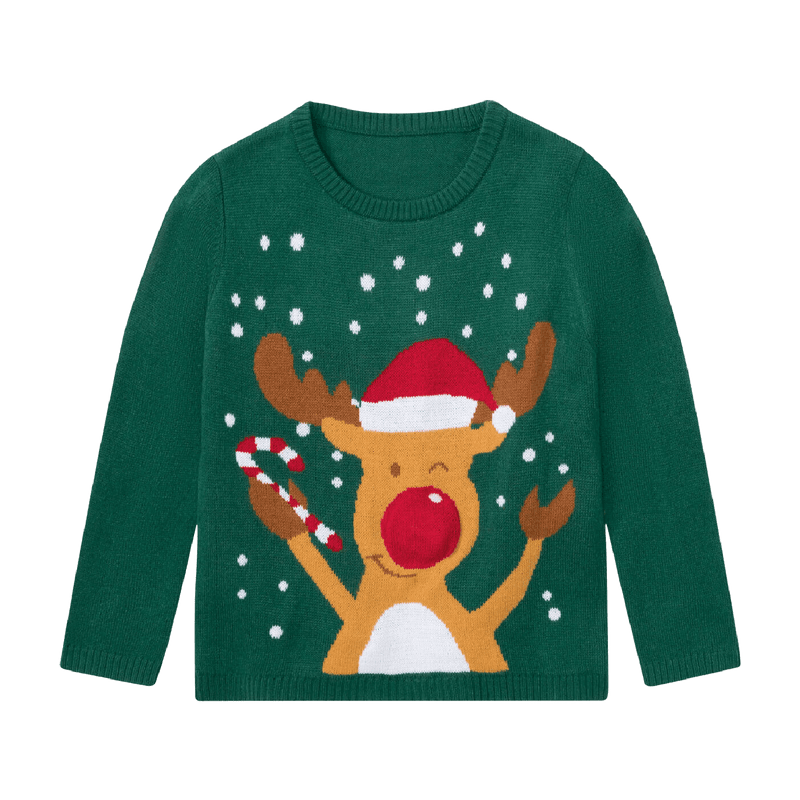 Kids Christmas Jumper Candy Cane Reindeer Age 2 - 4 - XMAS CLOTHING Christmas clothing human and pet - Beattys of Loughrea