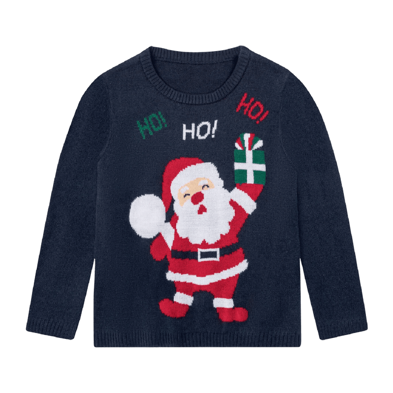 Kids Christmas Jumper Santa Ho Ho Ho Age 2 - 4 - XMAS CLOTHING Christmas clothing human and pet - Beattys of Loughrea