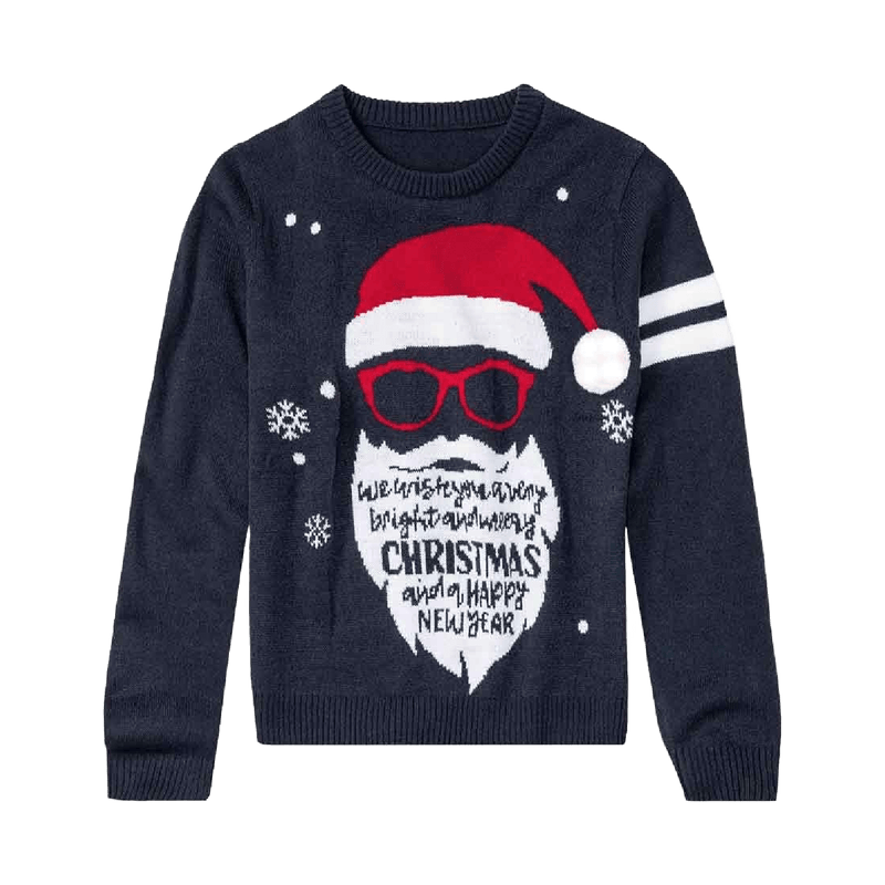 Youths Christmas Jumper Santa Beard Age 8 - 10 - XMAS CLOTHING Christmas clothing human and pet - Beattys of Loughrea