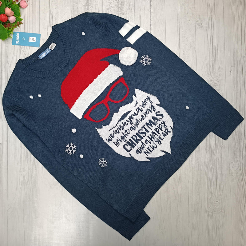 Youths Christmas Jumper Santa Beard Age 8 - 10 - XMAS CLOTHING Christmas clothing human and pet - Beattys of Loughrea