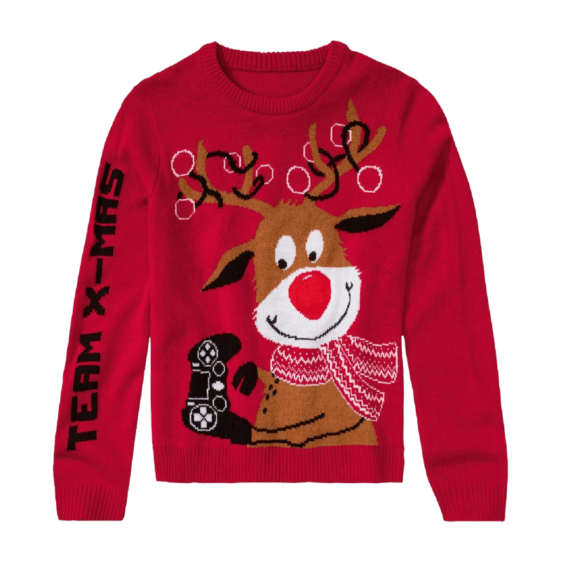 Youths Christmas Jumper Gaming Deer Age 8 - 10 - XMAS CLOTHING Christmas clothing human and pet - Beattys of Loughrea