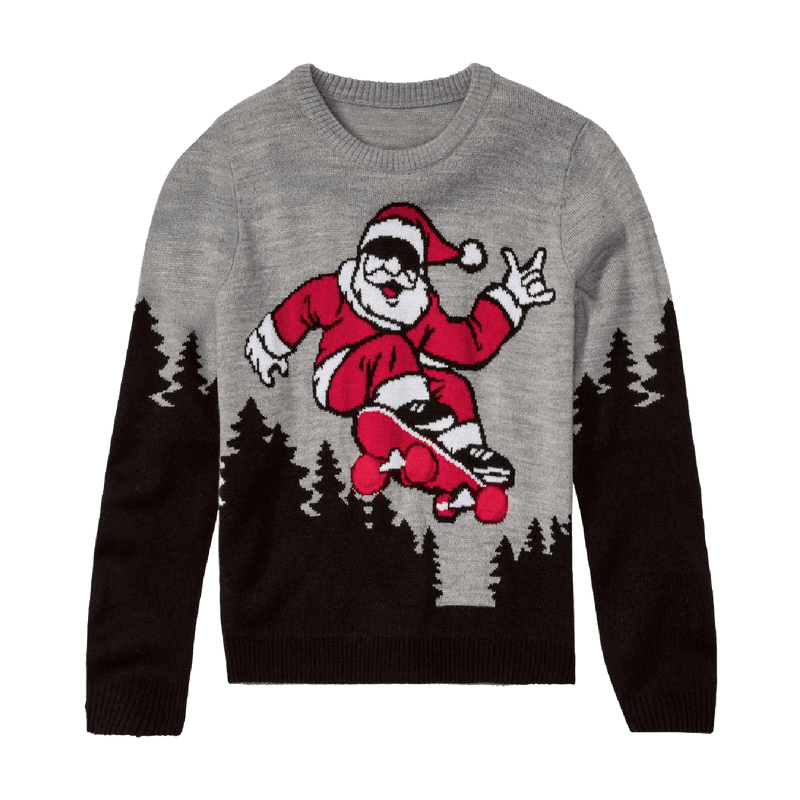 Youths Christmas Jumper Skateboard Santa Age 8 - 10 - XMAS CLOTHING Christmas clothing human and pet - Beattys of Loughrea