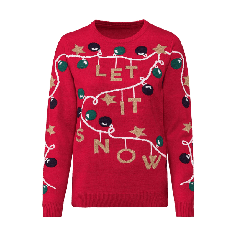 Ladies Christmas Jumper Let it Snow - Small (Size 8 - 10) - XMAS CLOTHING Christmas clothing human and pet - Beattys of Loughrea