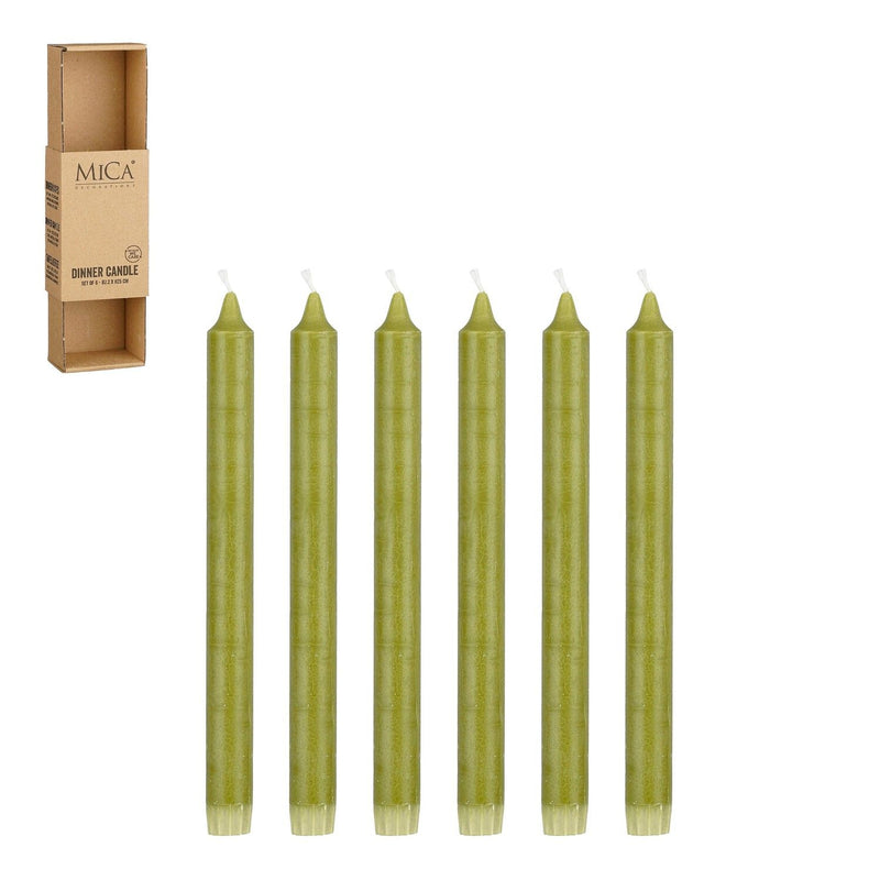 Mica Decorations Dinner candle - Set of 6 - H25 cm - Green