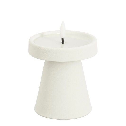 White Battery Operated LED Candle with Timer h10xd9cm - BATTERY LED CANDLES - Beattys of Loughrea