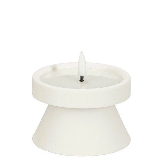 White Battery Operated LED Candle with Timer h6,5xd9cm - BATTERY LED CANDLES - Beattys of Loughrea