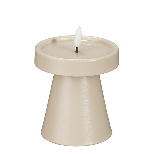 Taupe Battery Operated LED Candle with Timer h10xd9cm - BATTERY LED CANDLES - Beattys of Loughrea