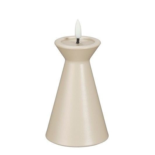 Taupe Battery Operated LED Candle with Timer h12,5xd8cm - BATTERY LED CANDLES - Beattys of Loughrea