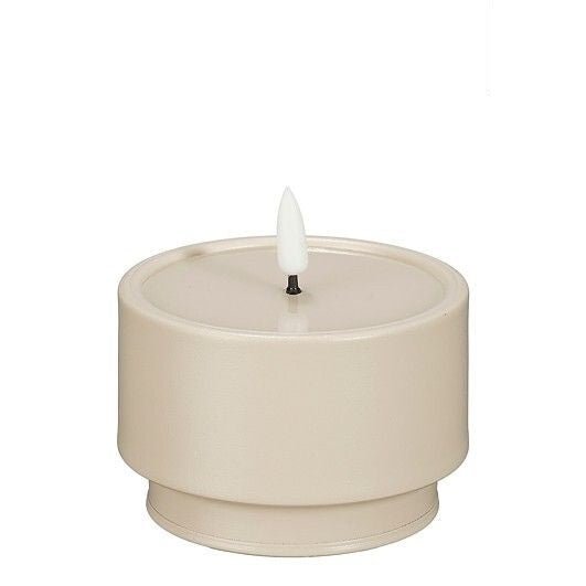 Taupe Battery Operated LED Candle with Timer h6,5xd9cm - BATTERY LED CANDLES - Beattys of Loughrea