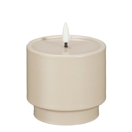 Taupe Battery Operated LED Candle with Timer h8,5xd9cm - BATTERY LED CANDLES - Beattys of Loughrea