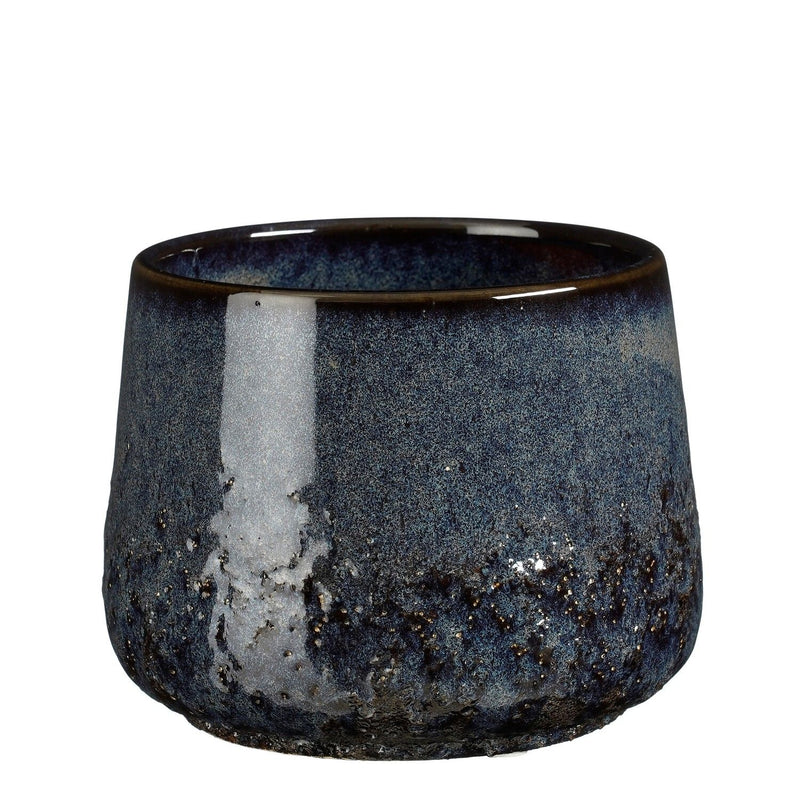 Mylo Ceramic Flower Pot Round Blue 11 x 13.5cm - FLOWERPOT/VASE/JUG 1 - Beattys of Loughrea