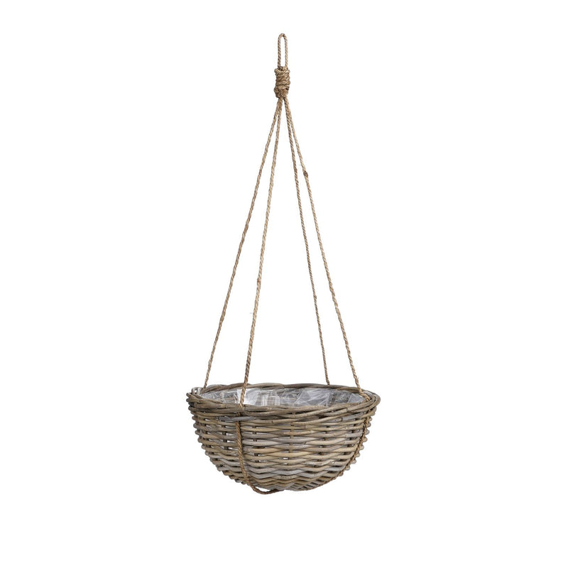 Mica Decorations Marcia Outdoor Hanging Plant Basket 20 x 40cm - Rattan Grey - HANGING BASKET, LINER, BRACKET - Beattys of Loughrea