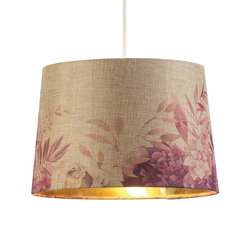 Roses Drum Ceiling Shade with Gold Inner 12" - SHADES - Beattys of Loughrea