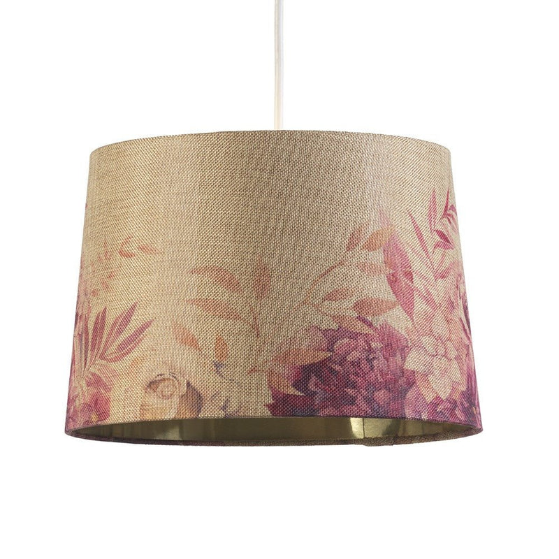 Roses Drum Ceiling Shade with Gold Inner 12" - SHADES - Beattys of Loughrea