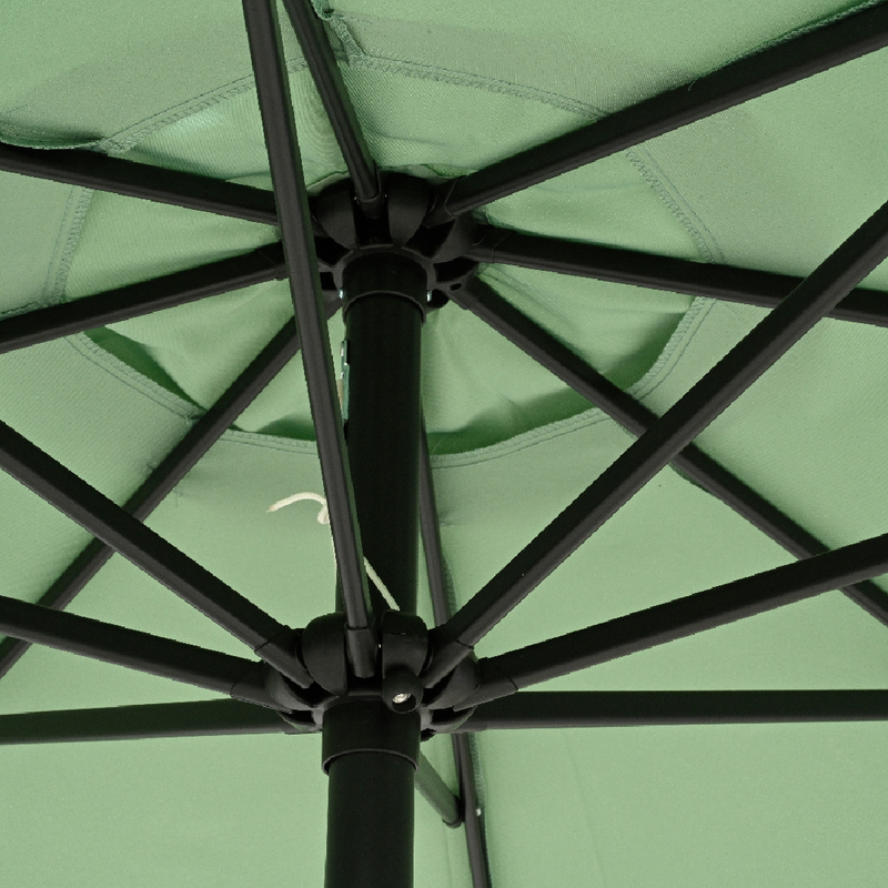 Round 2.7m Scalloped Garden Umbrella Parasol Green