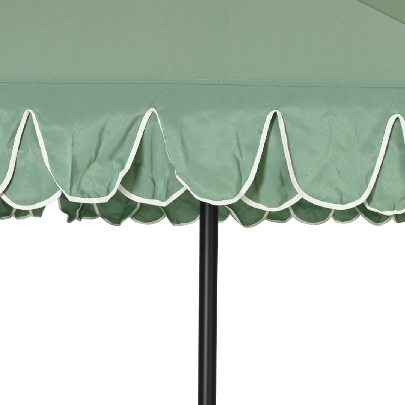 Round 2.7m Scalloped Garden Umbrella Parasol Green