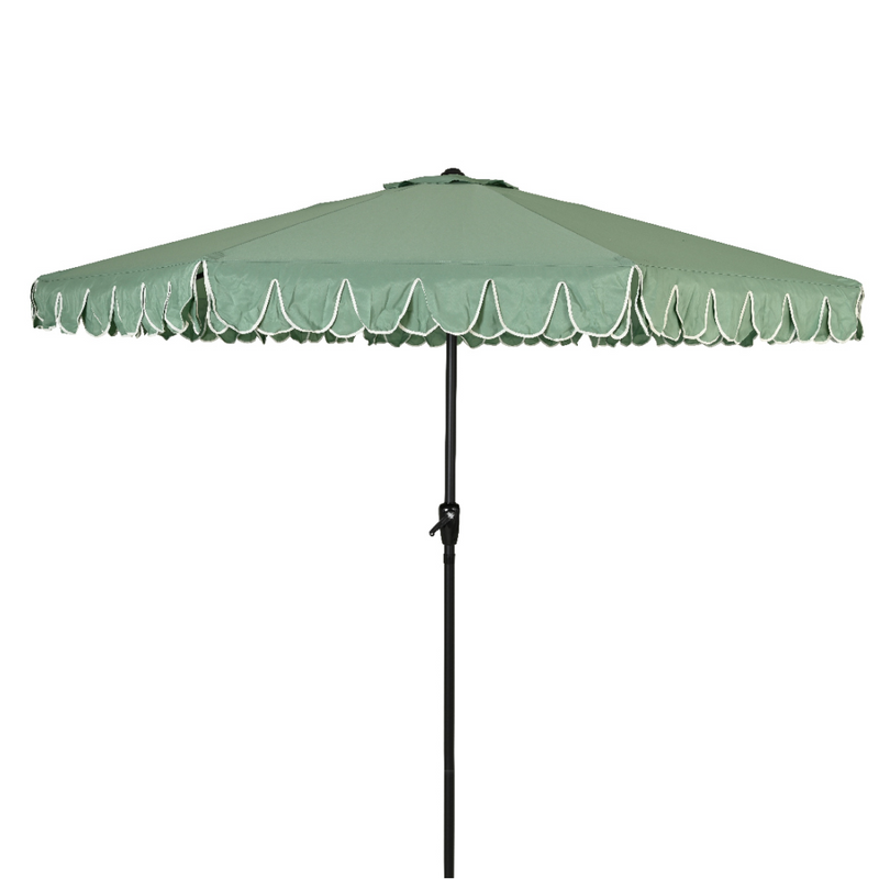 Round 2.7m Scalloped Garden Umbrella Parasol Green