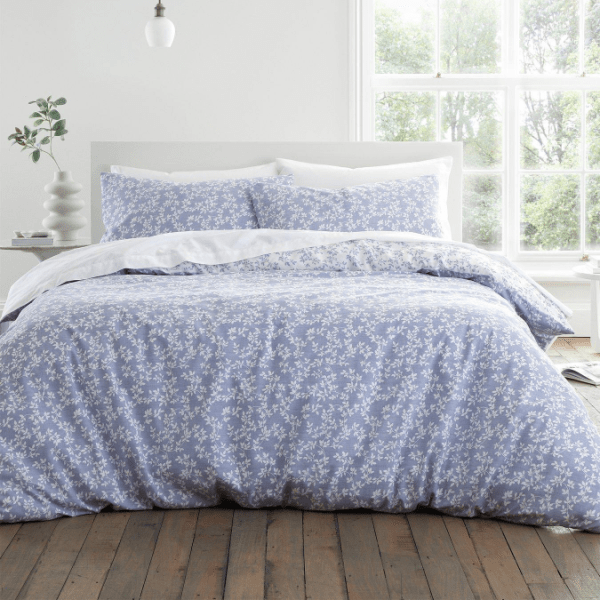 Bianca Shadow Leaves Blue 200TC Duvet Cover Set Superking - DUVET COVERS - Beattys of Loughrea