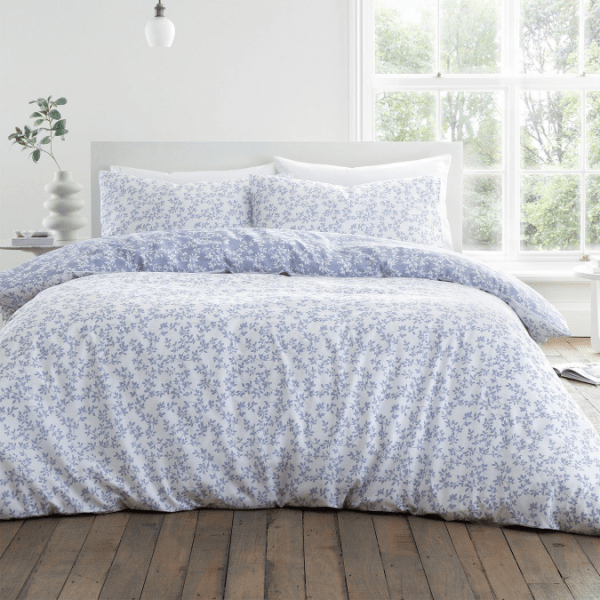 Bianca Shadow Leaves Blue 200TC Duvet Cover Set Superking - DUVET COVERS - Beattys of Loughrea