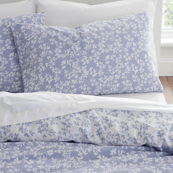 Bianca Shadow Leaves Blue 200TC Duvet Cover Set Superking - DUVET COVERS - Beattys of Loughrea