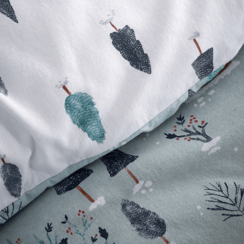 Bianca Brushed Cotton Reversible Winter Scene Duvet Cover Set Double - DUVET COVERS - Beattys of Loughrea