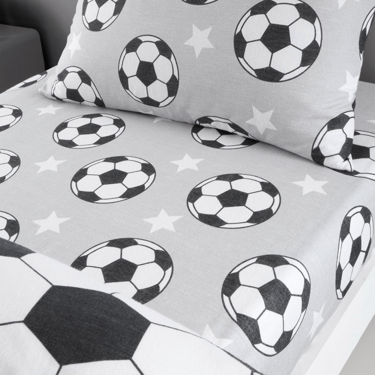 Catherine Lansfield Brushed Football Stars Fitted Sheet Double - SHEETS/VALANCE/MATTRESS COVER - Beattys of Loughrea