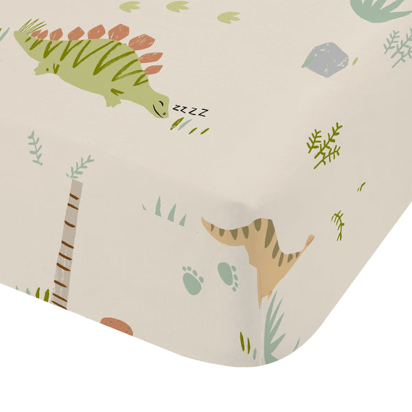 Catherine Lansfield Sleepy Dino Fitted Sheet Double - SHEETS/VALANCE/MATTRESS COVER - Beattys of Loughrea