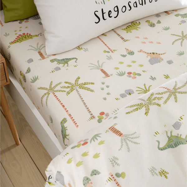 Catherine Lansfield Sleepy Dino Fitted Sheet Double - SHEETS/VALANCE/MATTRESS COVER - Beattys of Loughrea