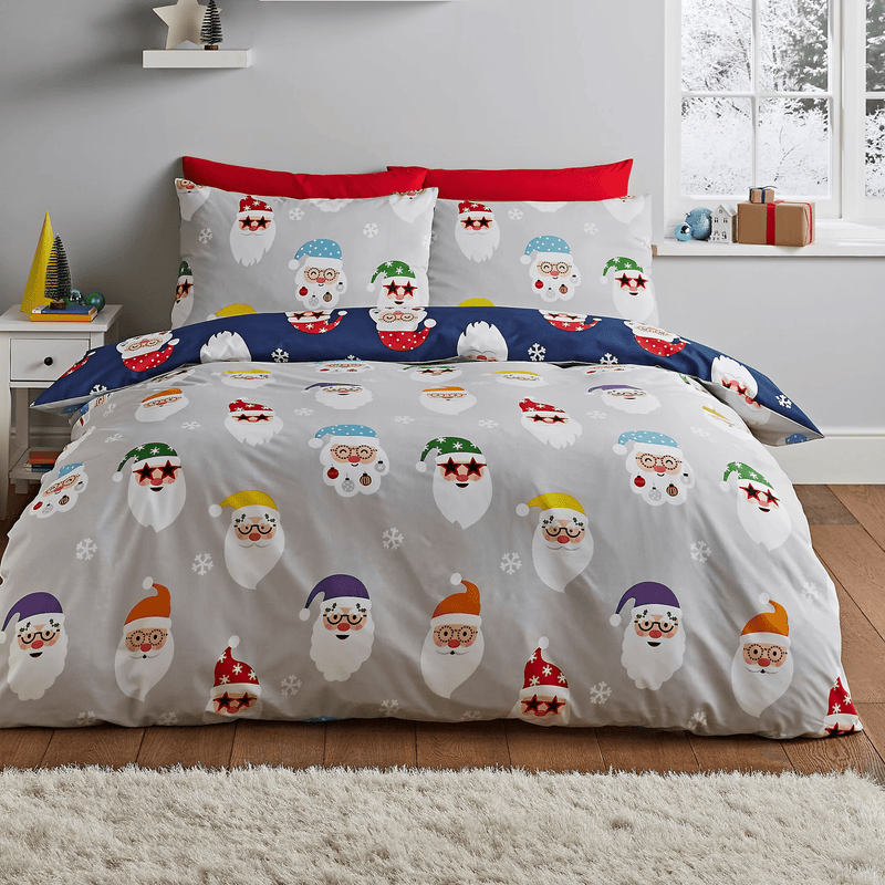 Catherine Lansfield Christmas Santa Spec - Tacular Reversible Duvet Cover Set Kingsize - DUVET COVERS - Beattys of Loughrea