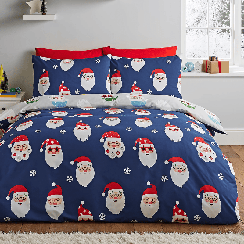 Catherine Lansfield Christmas Santa Spec - Tacular Reversible Duvet Cover Set Kingsize - DUVET COVERS - Beattys of Loughrea