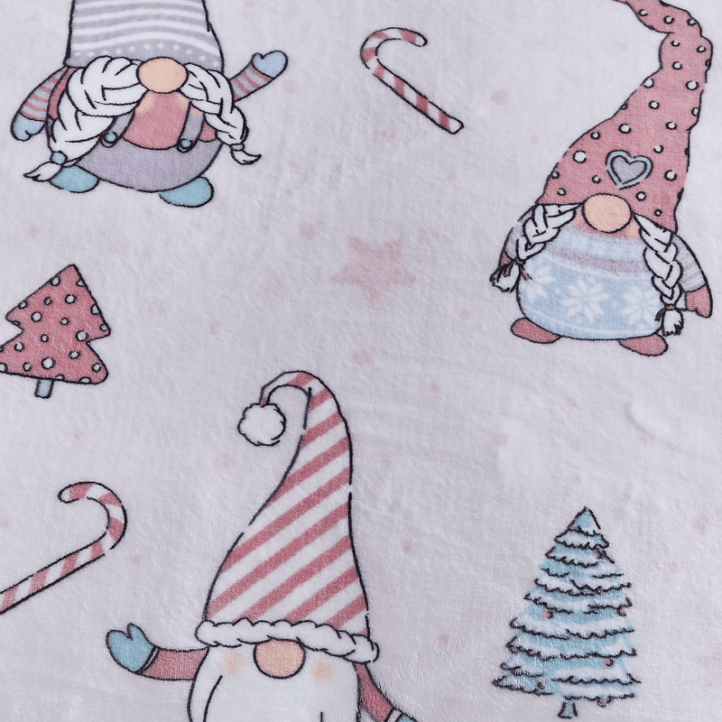 Catherine Lansfield Cosy Gnomes Fleece Throw Pink 130 x 170cm - THROWS/BLANKETS - Beattys of Loughrea