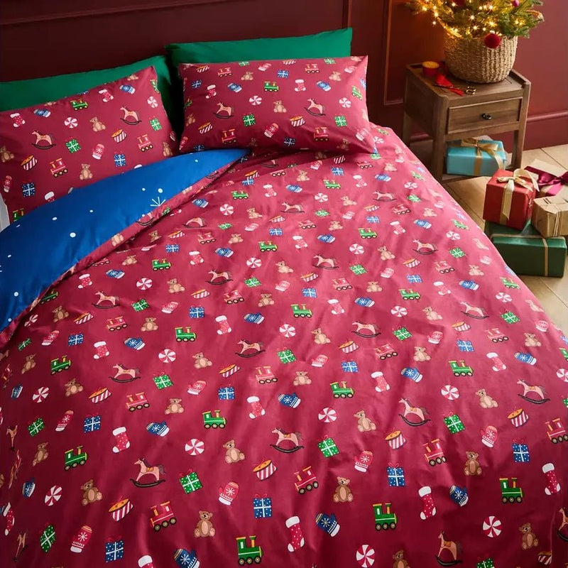 Catherine Lansfield Santa's Workshop Duvet Cover Set Single - DUVET COVERS - Beattys of Loughrea