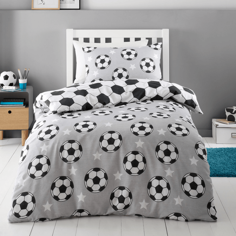 Catherine Lansfield Brushed Football Stars Reversible Duvet Cover Set Single - DUVET COVERS - Beattys of Loughrea