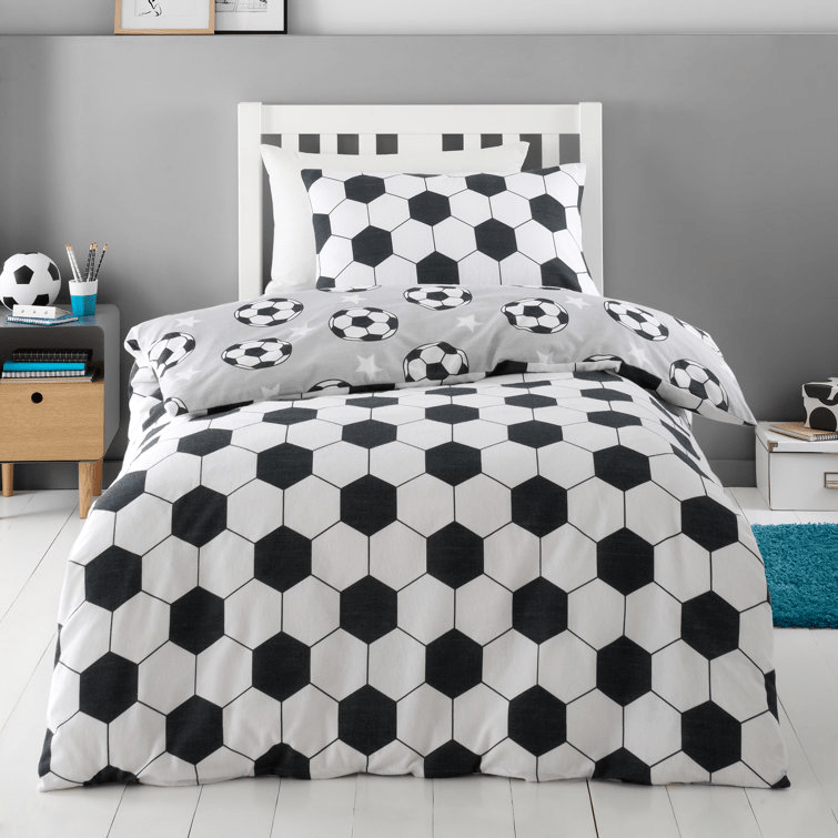 Catherine Lansfield Brushed Football Stars Reversible Duvet Cover Set Single - DUVET COVERS - Beattys of Loughrea