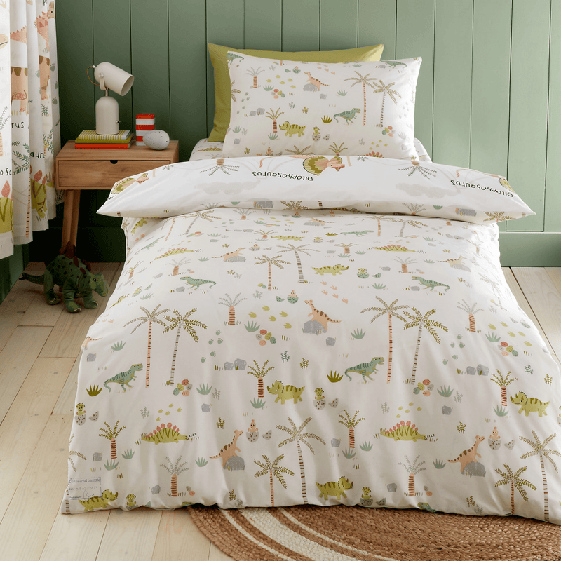 Catherine Lansfield Sleepy Dino Reversible Duvet Cover Set Single - DUVET COVERS - Beattys of Loughrea