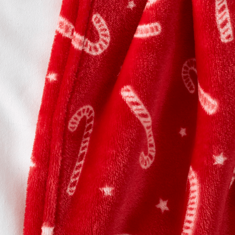 Catherine Lansfield Christmas Candy Cane Fleece Throw 130 x 170cm - THROWS/BLANKETS - Beattys of Loughrea